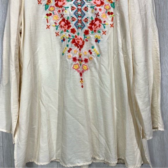 Andree by Unit embroidered floral peasant long sleeve top size L - Picture 4 of 8